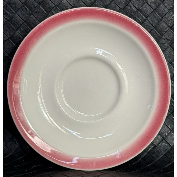 Homer Laughlin HEAVY Restaurant Ware Pink Red Ombre White Coffee Cup Saucer Set - Picture 8 of 13